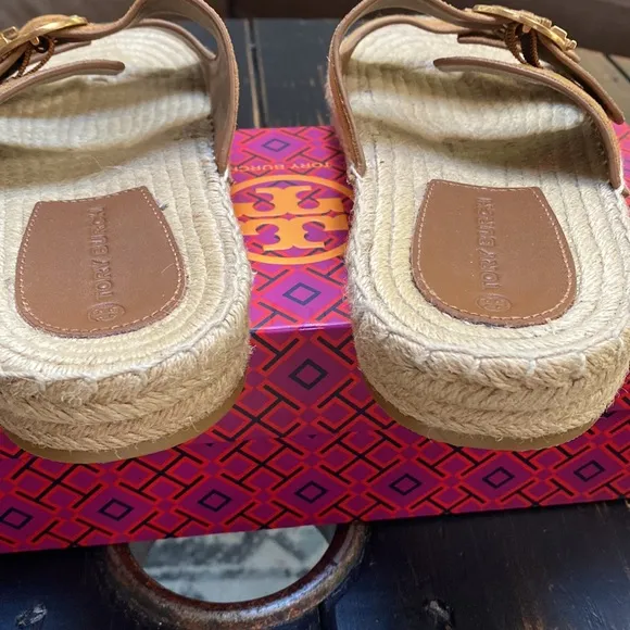 Tory Burch Brown Suede Selby Two Band Espadrilles/Sandals