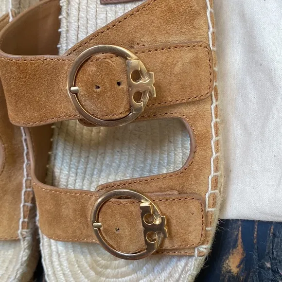 Tory Burch Brown Suede Selby Two Band Espadrilles/Sandals