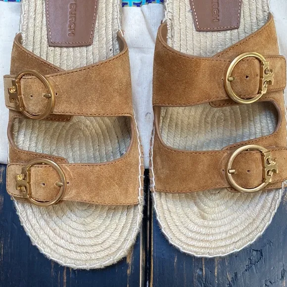 Tory Burch Brown Suede Selby Two Band Espadrilles/Sandals