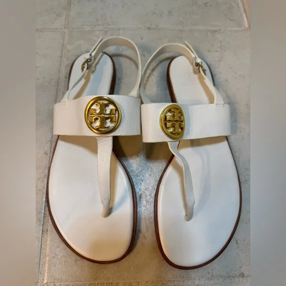Tory Burch Claire Flat Thong Sandal in Ivory, 9.5