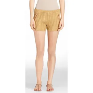 Tory Burch Ena Linen Knit Spring Shorts Pants Yellow Mouline S Nwt $250