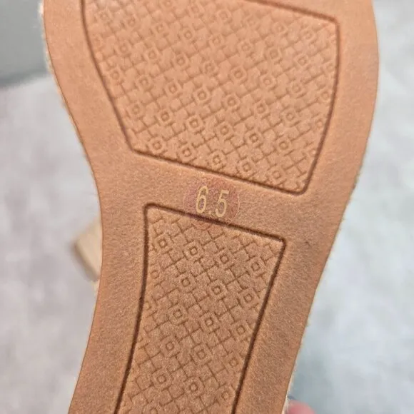 Tory Burch Espadrille Platform Sandals Size 6.5 Blue Strappy Boho Chunky Wedge