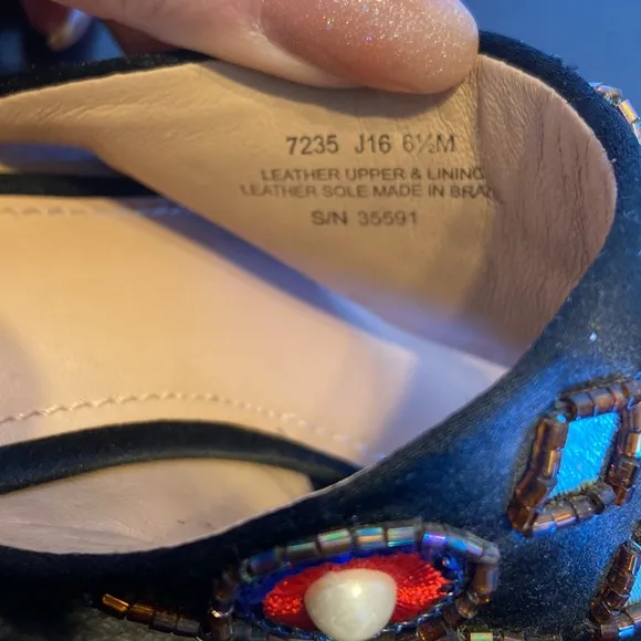 Tory Burch Estella Crystal Embellished Leather Wedge Sandals Size 6 1/2