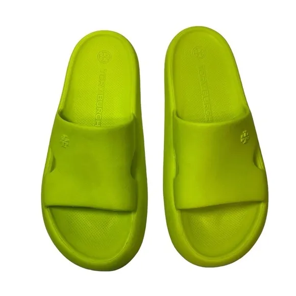 Tory Burch Eva Shower Slides in Lime Size 9