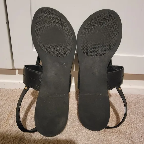 Tory Burch Everly Black Leather Slingback Sandals Size 11