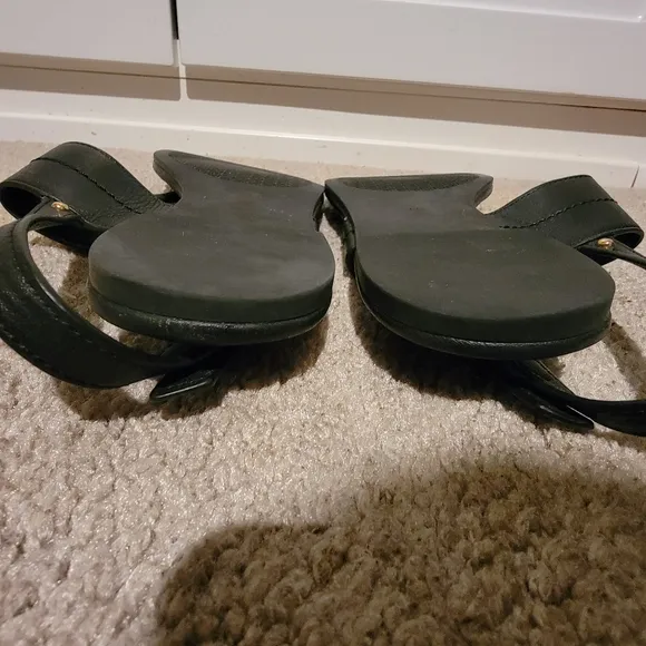 Tory Burch Everly Black Leather Slingback Sandals Size 11