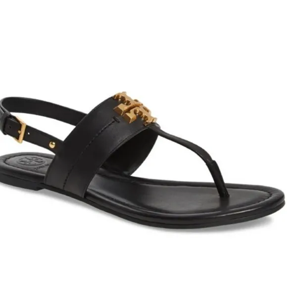 Tory Burch Everly Black Leather Slingback Sandals Size 11