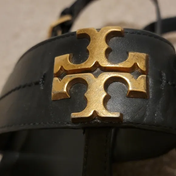 Tory Burch Everly Black Leather Slingback Sandals Size 11