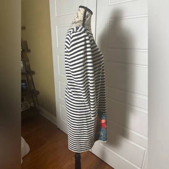 Tory Burch Floral Stripe Cotton Shift Dress.  SZ M