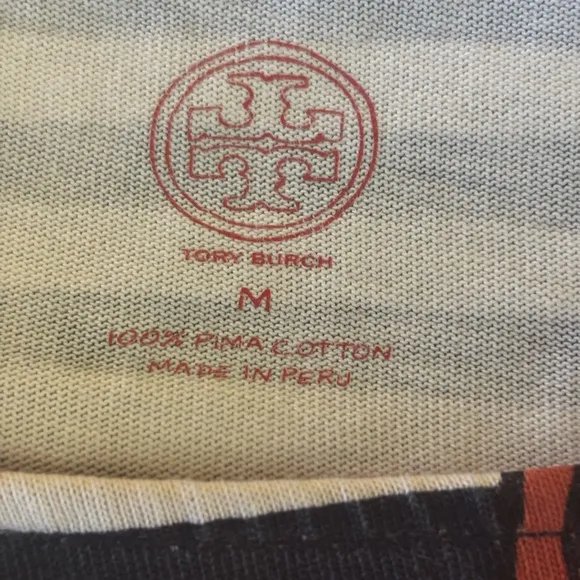 Tory Burch Floral Stripe Cotton Shift Dress.  SZ M