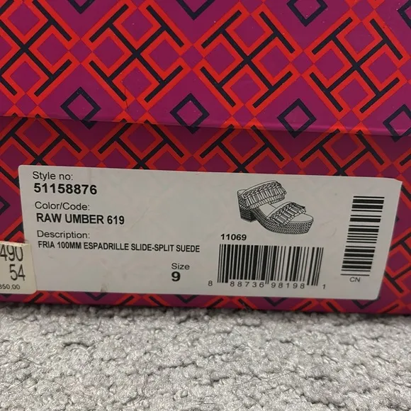 Tory Burch Fria Espedrille Sandals Tan Suede 9