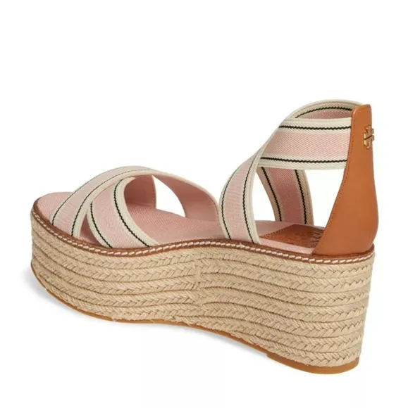 Tory Burch Frieda Espadrille Wedge Sandals Blush Pink Size 8M