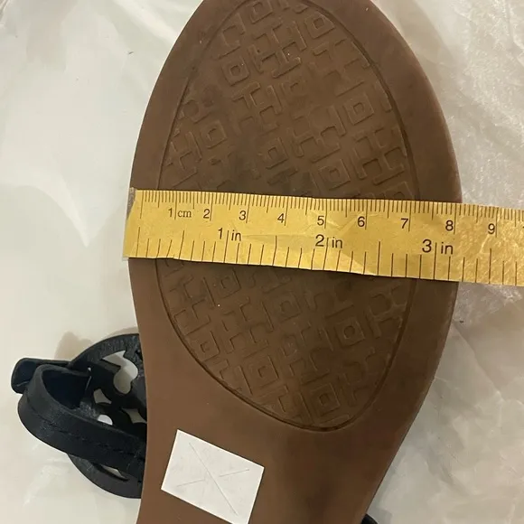 Tory Burch Gabriel Flat Perfect Black Leather Thong Sandal  Size 6