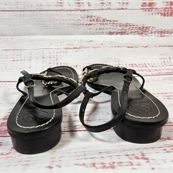 Tory Burch Gemini Chain Link Sandals In Black