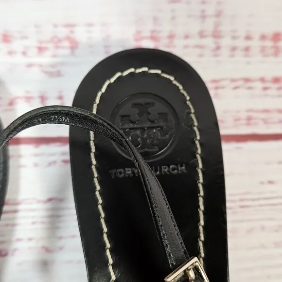 Tory Burch Gemini Chain Link Sandals In Black