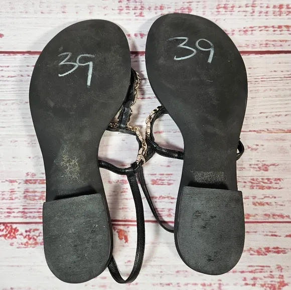 Tory Burch Gemini Chain Link Sandals In Black