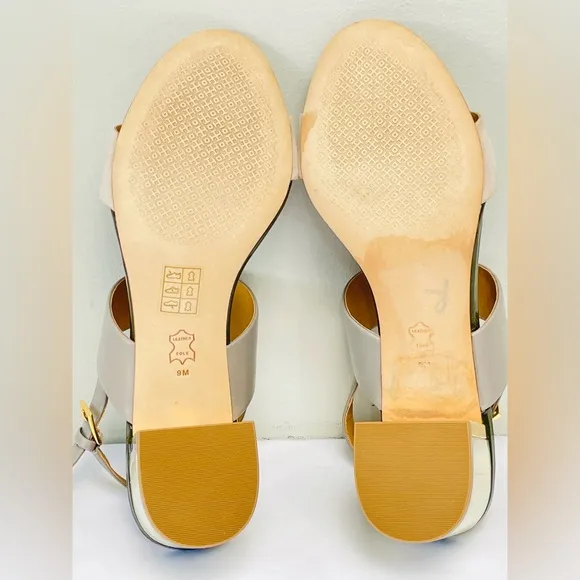 Tory Burch Grey Heron/Light Taupe Calf leather /Suede Platform block sandals 9