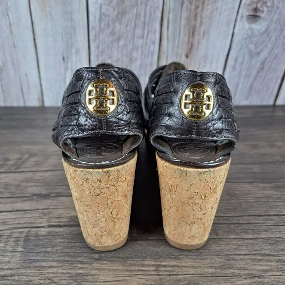 Tory Burch Killian Wedge Sandals Women's Sz 7.5 M Brown