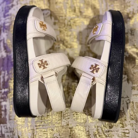 Tory Burch Kira Slingback SportPlatform Sandal - Cream and Black