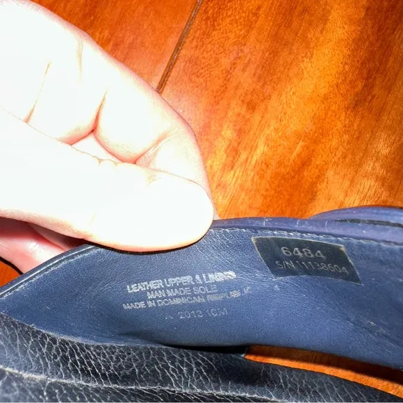Tory Burch Light Navy Blue Leather Platform Wedge Sandals Size 10