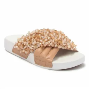 TORY BURCH logan beaded platform pool slides sandals 8.5 9