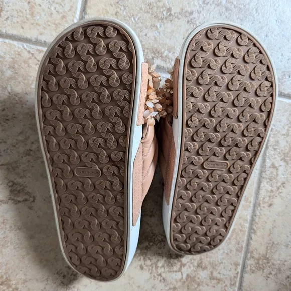 TORY BURCH logan beaded platform pool slides sandals 8.5 9
