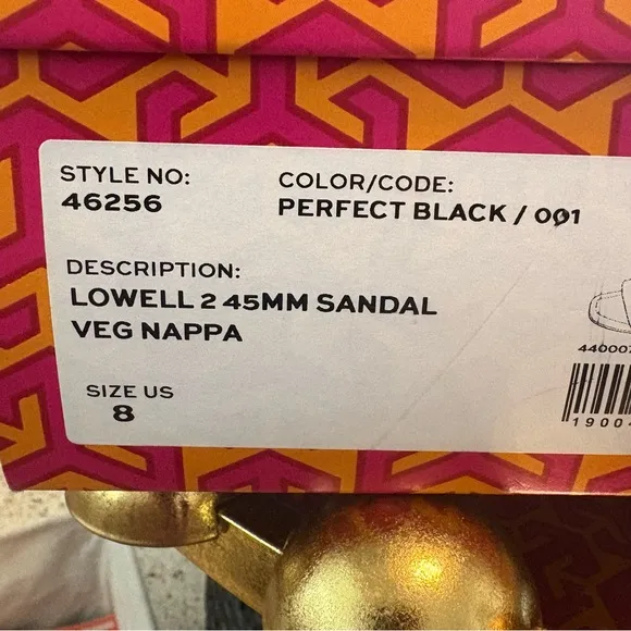 TORY BURCH Lowell Black NAPA Leather Block Heel Sandals with Back Strap! Sz 8