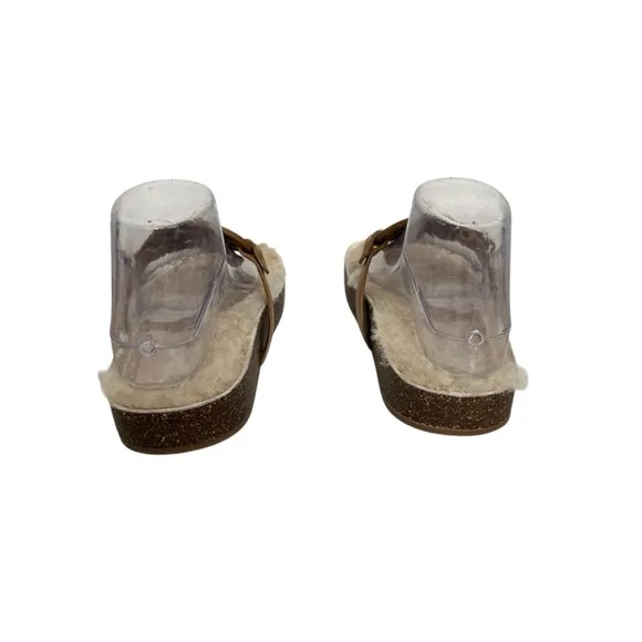 Tory Burch Miller Cloud Shearling Slip On Leather Logo Sandals Women’s Size 9