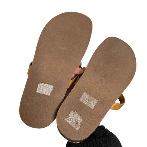 Tory Burch Miller Cloud Shearling Slip On Leather Logo Sandals Women’s Size 9