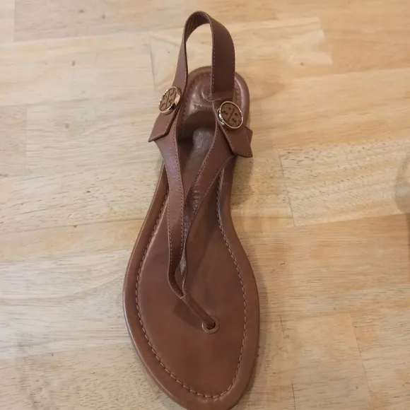Tory Burch Minnie leather travel sandals 10M. Brown Color