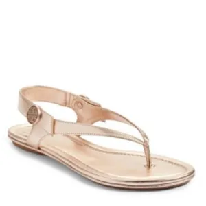 Tory Burch Minnie leather travel sandals in rose gold