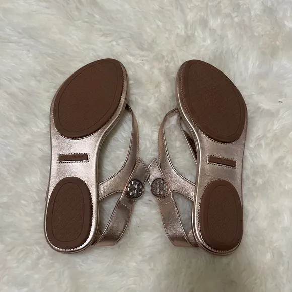 Tory Burch Minnie leather travel sandals in rose gold