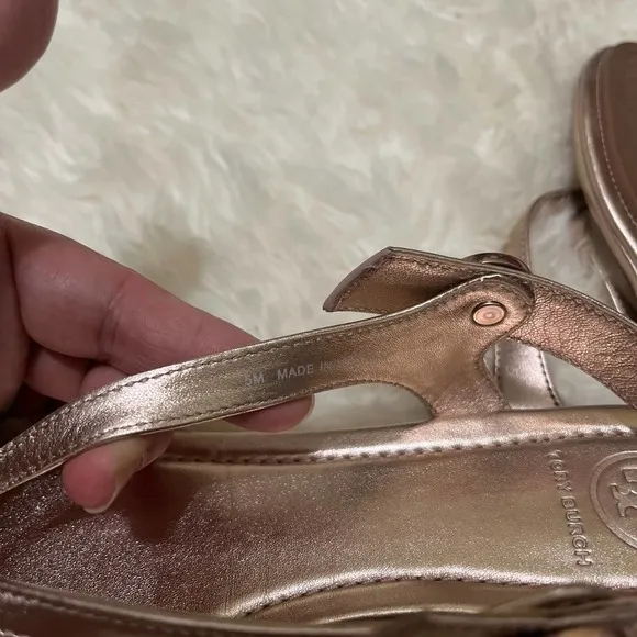 Tory Burch Minnie leather travel sandals in rose gold