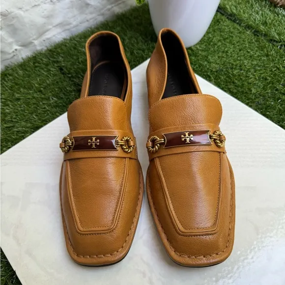 TORY BURCH  Perrine Loafer brown (tan) leather flats size 9 office formal shoes