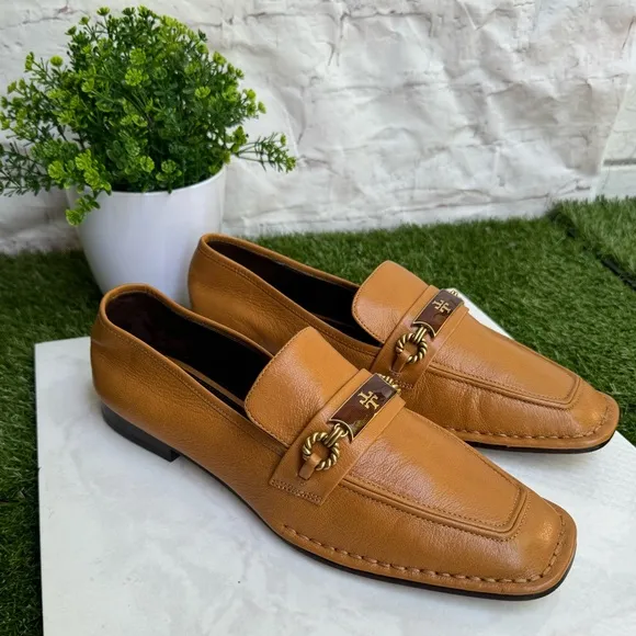 TORY BURCH  Perrine Loafer brown (tan) leather flats size 9 office formal shoes