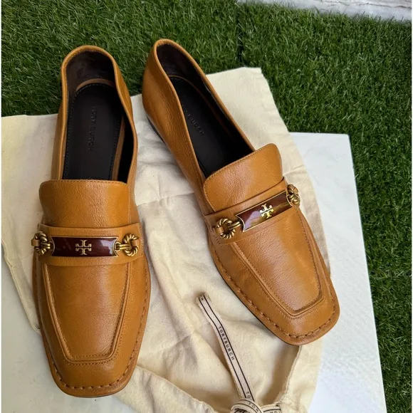 TORY BURCH  Perrine Loafer brown (tan) leather flats size 9 office formal shoes