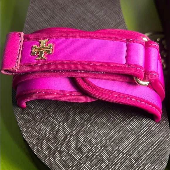 TORY BURCH platform sport sandal neoprene ns raspberry/selva/magenta. size9.
