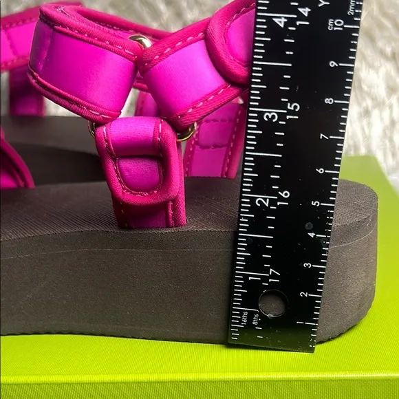 TORY BURCH platform sport sandal neoprene ns raspberry/selva/magenta. size9.