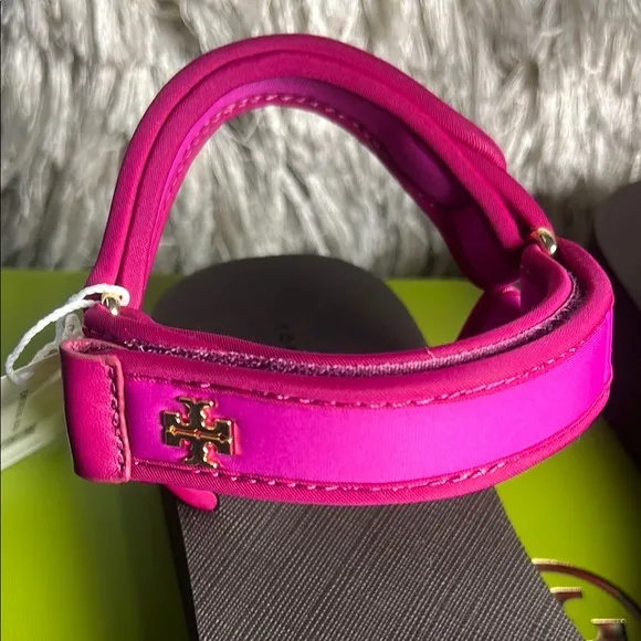 TORY BURCH platform sport sandal neoprene ns raspberry/selva/magenta. size9.