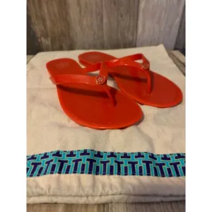 Tory Burch Poppy Orange size 8 flip flop sandals NEW