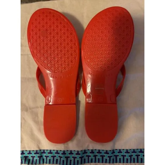 Tory Burch Poppy Orange size 8 flip flop sandals NEW