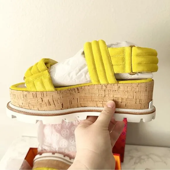 Tory Burch Puffy Sport Adjustable Suede Sandals Women’s Size 10 NEW Summer Yuzu