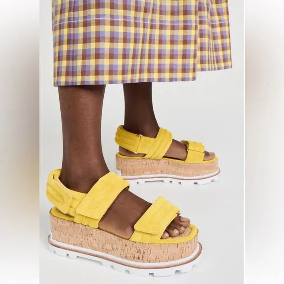Tory Burch Puffy Sport Adjustable Suede Sandals Women’s Size 10 NEW Summer Yuzu