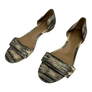 Tory Burch Savannah D'Orsay Snakeskin Print Flat Sandals Size 8.5