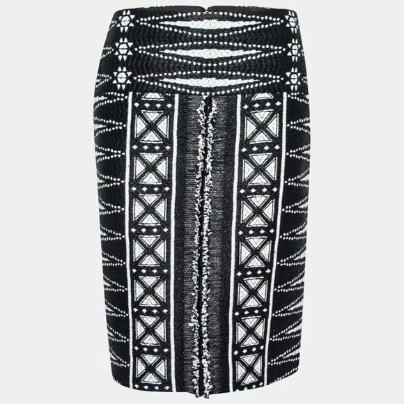 TORY BURCH Savora Embroidered Tweed Monochrome Pencil Skirt - Size 6 - NWoT!