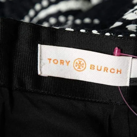 TORY BURCH Savora Embroidered Tweed Monochrome Pencil Skirt - Size 6 - NWoT!