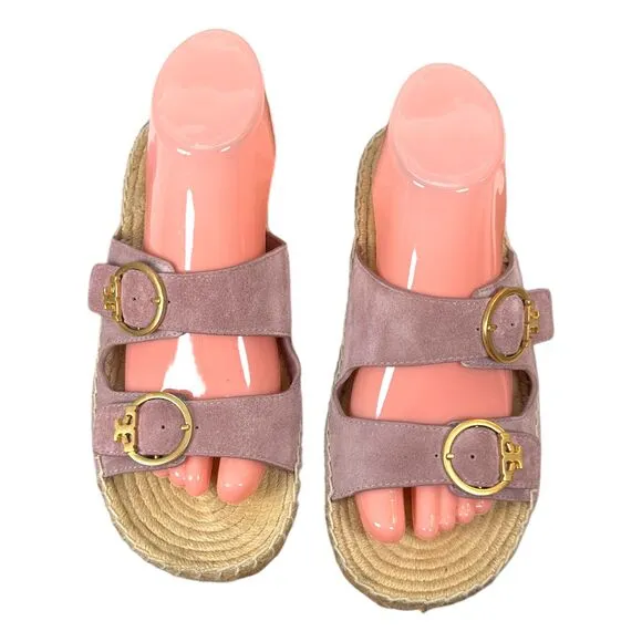 Tory Burch Selby Two Band Purple Espadrille Sandals Women's Size 7.5