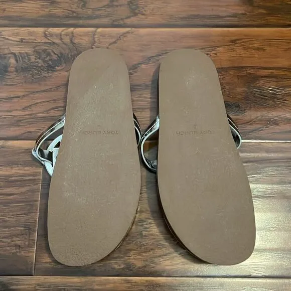 Tory Burch Silver Cloud Miller Sandals Vacation Cruise Resort Wear Beach Boho
