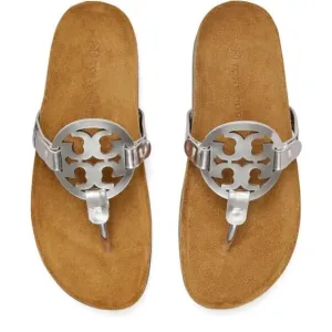 Tory Burch Silver Cloud Miller Sandals Vacation Cruise Resort Wear Beach Boho