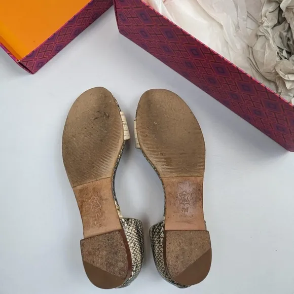 Tory Burch Snakeskin Print Savannah Flat Sandal